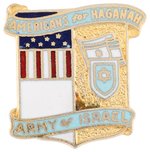 JEWISH "AMERICANS FOR HAGANAH/ARMY OF ISRAEL" 1940s ENAMEL AND BRASS MEMBER'S INSIGNIA.