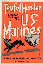 "DEVIL DOG RECRUTING STATION" WWI US MARINES POSTER.