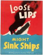 "LOOSE LIPS MIGHT SINK SHIPS" WWII HOMEFRONT POSTER.