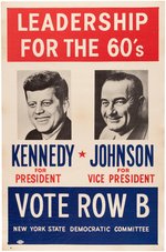 KENNEDY & JOHNSON "VOTE ROW B" 1960 JUGATE POSTER.