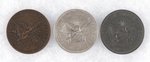 McCLELLAN THREE EXAMPLES OF DeWITT 1864-9 MEDAL IN COPPER, WHITE METAL & LEAD.