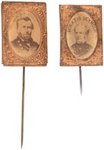 GRANT & SEYMOUR PAIR OF 1868 GEM ALBUMEN PORTRAIT BADGES.