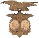 GARFIELD & ARTHUR 1880 FANCY BRASS SHELL JUGATE BADGE.