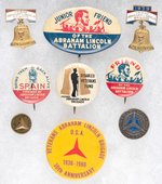 SPANISH CIVIL WAR: COLLECTION OF NINE ABRAHAM LINCOLN BRIGADE BUTTONS.