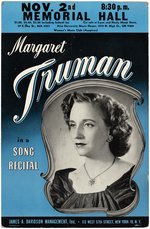 "MARGARET TRUMAN" HARRY TRUMAN'S DAUGHTER "SONG RECITAL" CONCERT POSTER.