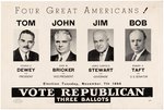 DEWEY, BRICKER, STEWART & TAFT 1944 OHIO COATTAIL POSTER.