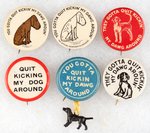 CHAMP CLARK COLLECTION OF SIX "QUIT KICKING MY DAWG AROUND" SLOGAN BUTTONS.