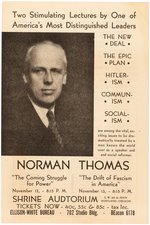 "NORMAN THOMAS" SOCIALIST PARTY FLYER FOR TWO EVENTS IN PORTLAND, OREGON.