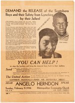 "DEMAND THE RELEASE OF THE SCOTTSBORO BOYS" 1936 CIVIL RIGHTS EVENT FLYER.