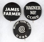 CORE CIVIL RIGHTS BUTTON TRIO INCLUDING "MILITANT YOUNG PEOPLE."