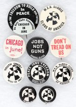 DU BOIS CLUBS COLLECTION OF TEN CIVIL RIGHTS BUTTONS.