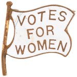 "VOTES FOR WOMEN" SUFFRAGE FLAG MOTIF ENAMEL LAPEL BADGE.