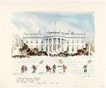 JIMMY & ROSALYN CARTER SIGNED LARGE WHITE HOUSE CHRISTMAS PRINT.