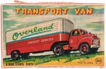 OVERLAND TRANSPORT VAN JAPAN FRICTION TIN TRUCK AND TRAILER IN BOX.