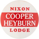 NIXON, LODGE COOPER & HEYBURN LARGE & RARE 1960 KENTUCKY COATTAIL BUTTON.