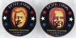 CLINTON AND DOLE 1996 BUTTON PAIR W/FACES ON PUMPKINS AND NAMING "PUMPKIN MASTERS AT UNION STATION WASHINGTON, D.C."