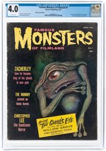 FAMOUS MONSTERS OF FILMLAND #4 AUGUST 1959 CGC 4.0 VG (GHOUL'S EYE EDITION).