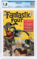 FANTASTIC FOUR #2 JANUARY 1962 CGC 1.8 GOOD- (FIRST SKRULLS).