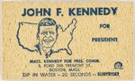 UNUSED "SURPRISE" SPONGE FROM THE 1960 MASSACHUSETTS FOR KENNEDY FOR PRESIDENT COMMITTEE.