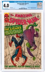 AMAZING SPIDER-MAN #6 NOVEMBER 1963 CGC 4.0 VG (FIRST LIZARD).
