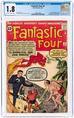 FANTASTIC FOUR #6 SEPTEMBER 1962 CGC 1.8 GOOD-.