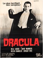 DRACULA 1966 RE-RELEASE LINEN-MOUNTED FRENCH GRANDE MOVIE POSTER.