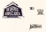 RALPH McQUARRIE STAR WARS: THE EMPIRE STRIKES BACK TITLE LOGO ORIGINAL ART SKETCHES.