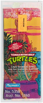 TEENAGE MUTANT NINJA TURTLES CAVE-TURTLE 2-PACK CAVE-WOMAN APRIL W/RADICAL RAPTOR AFA 75 EX+/NM.