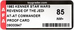 STAR WARS: REVENGE OF THE JEDI - AT-AT COMMANDER PROOF CARD AFA 85 NM+.