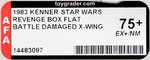 STAR WARS: REVENGE OF THE JEDI - BATTLE DAMAGED X-WING FIGHTER BOX FLAT AFA 75+ EX+/NM.