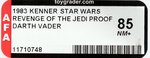 STAR WARS: REVENGE OF THE JEDI - DARTH VADER PROOF CARD AFA 85 NM+.