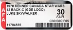 STAR WARS - LUKE SKYWALKER GDE LOGO 12 BACK-C AFA 30 FAIR (KENNER CANADA).