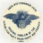 "1855-PITTSBURGH-1938"  REPUBLICAN PARTY SYMBOL BUTTON MADE BY TRIMBLE OF PITTSBURGH.
