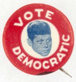 JOHN KENNEDY 1960 "VOTE DEMOCRATIC 1" BUTTON WITH SCARCE VARIETY PHOTO.