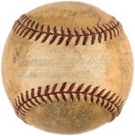 1939 PHILADELPHIA ATHLETICS TEAM-SIGNED BASEBALL WITH RARE HARRY O'NEILL SIGNATURE.