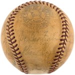 1939 PHILADELPHIA ATHLETICS TEAM-SIGNED BASEBALL WITH RARE HARRY O'NEILL SIGNATURE.