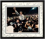 1986 SUPER BOWL CHAMPIONS NEW YORK GIANTS MULTI-SIGNED FRAMED DISPLAY.