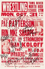 MULTI-SIGNED 1983 PROFESSIONAL WRESTLING POSTER (PAT PATTERSON, CHIEF JAY STRONGBOW, IRON SHEIK).