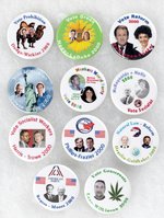 2000 BUTTONS IN 1.75" SIZE FOR THIRD PARTY PRESIDENTIAL CANDIDATES GROUP OF 11 W/EIGHT JUGATES IN FULL COLOR.