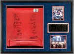 NEW YORK GIANTS LEGENDS FRAMED MULTI-SIGNED GIANTS STADIUM SEATBACK DISPLAY.