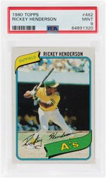 1980 TOPPS #482 RICKEY HENDERSON (HOF) ROOKIE CARD PSA 9 MINT.