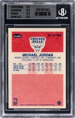 1986-87 FLEER #57 MICHAEL JORDAN (HOF) ICONIC ROOKIE CARD BECKETT 8.5 NM-MT+.