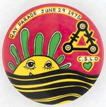 CHRISTOPHER STREET LIBERATION DAY FOURTH BUTTON FOR "GAY PARADE JUNE 29 1975".