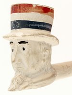 UNCLE SAM'S HEAD AS 3-D BOWL (UNUSED) ON A CLAY PIPE C. 1898 SPANISH-AMERICAN WAR.