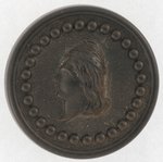 MISS LIBERTY CIVIL WAR ERA CLOTHING BUTTON OF BLACK HARD RUBBER WITH 1851 PATENT.