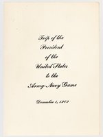 JOHN F. KENNEDY PENNSYLVANIA RAILROAD DINNER MENU FOR TRIP TO 1962 ARMY-NAVY GAME IN PHILA.