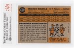 1960 TOPPS #350 MICKEY MANTLE (HOF) BECKETT 6 EX-MT.