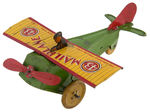 STRAUSS "MAILPLANE" AIR MAIL WIND-UP PLANE.