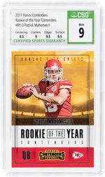 2017 PANINI CONTENDERS #RY-3 ROOKIE OF THE YEAR CONTENDERS PATRICK MAHOMES II ROOKIE CARD CSG 9 MINT.