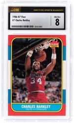 1986-87 FLEER #7 CHARLES BARKLEY (HOF) ROOKIE CARD CSG 8 NM/MINT.